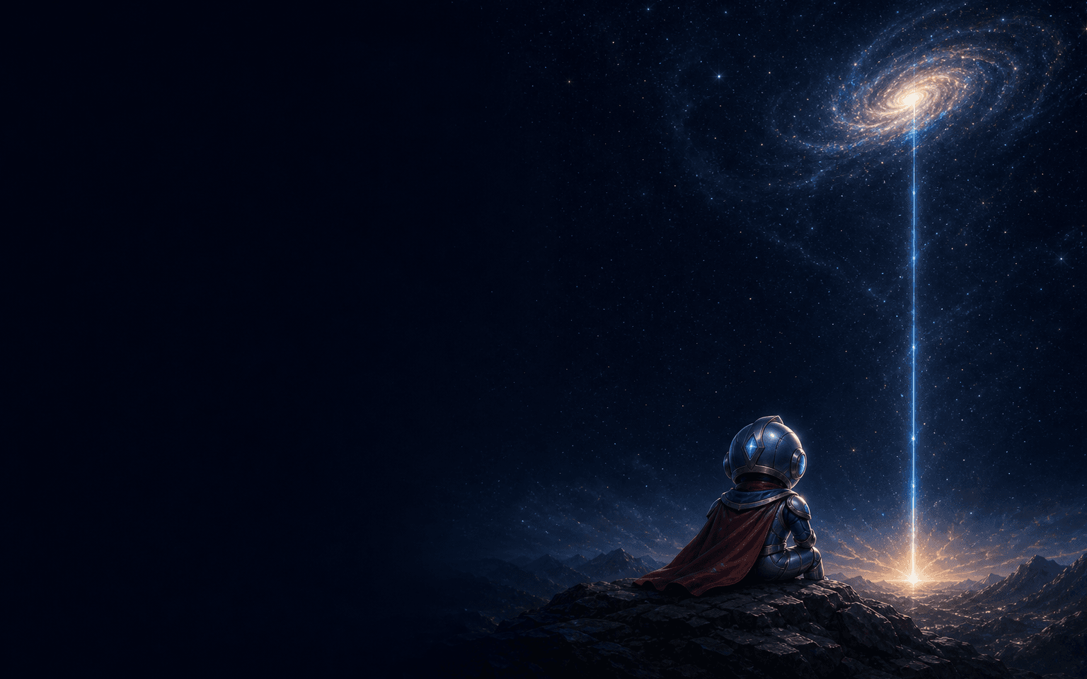 守护者眺望星河中的光